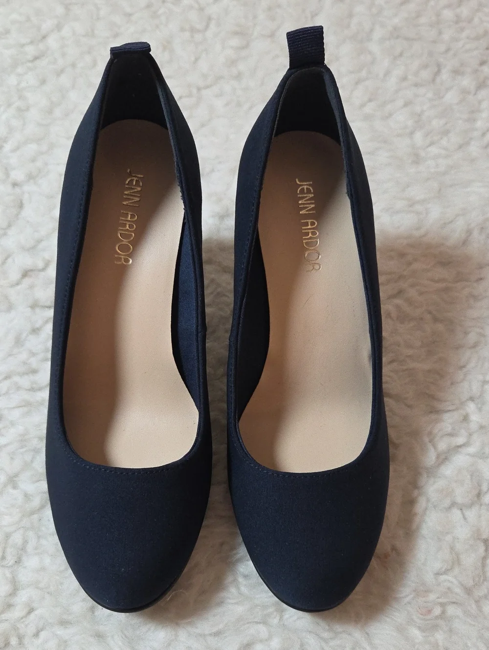 NWOT Jenn Ardor Navy Round-Toe High Heels Chunky  Pumps Sz 6